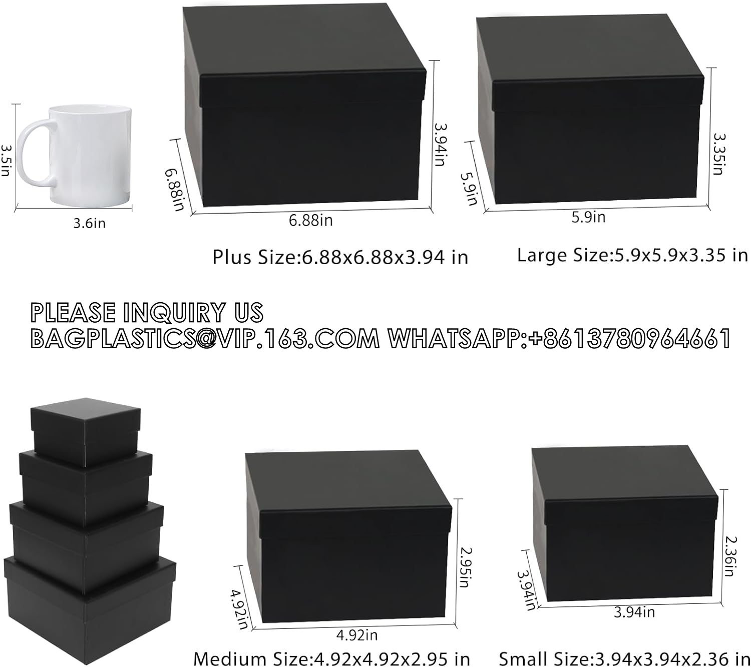 Black Gift Boxes Birthday Wedding Graduation Christmas Gift Wrapping Boxes groomsmen Presents Wrapping