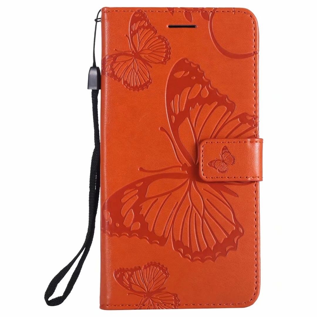 LG V30 Embossing 3D Butterfly Leather Bracket Stand Wallet Case with wristlet strap