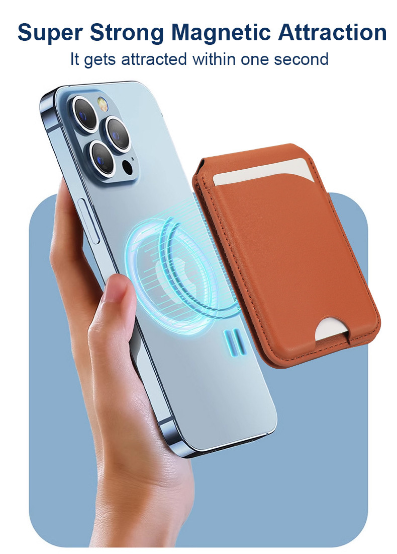 Premium Leather Magnetic Wallet Phone Stand Adjustable Magsafe Card Holder