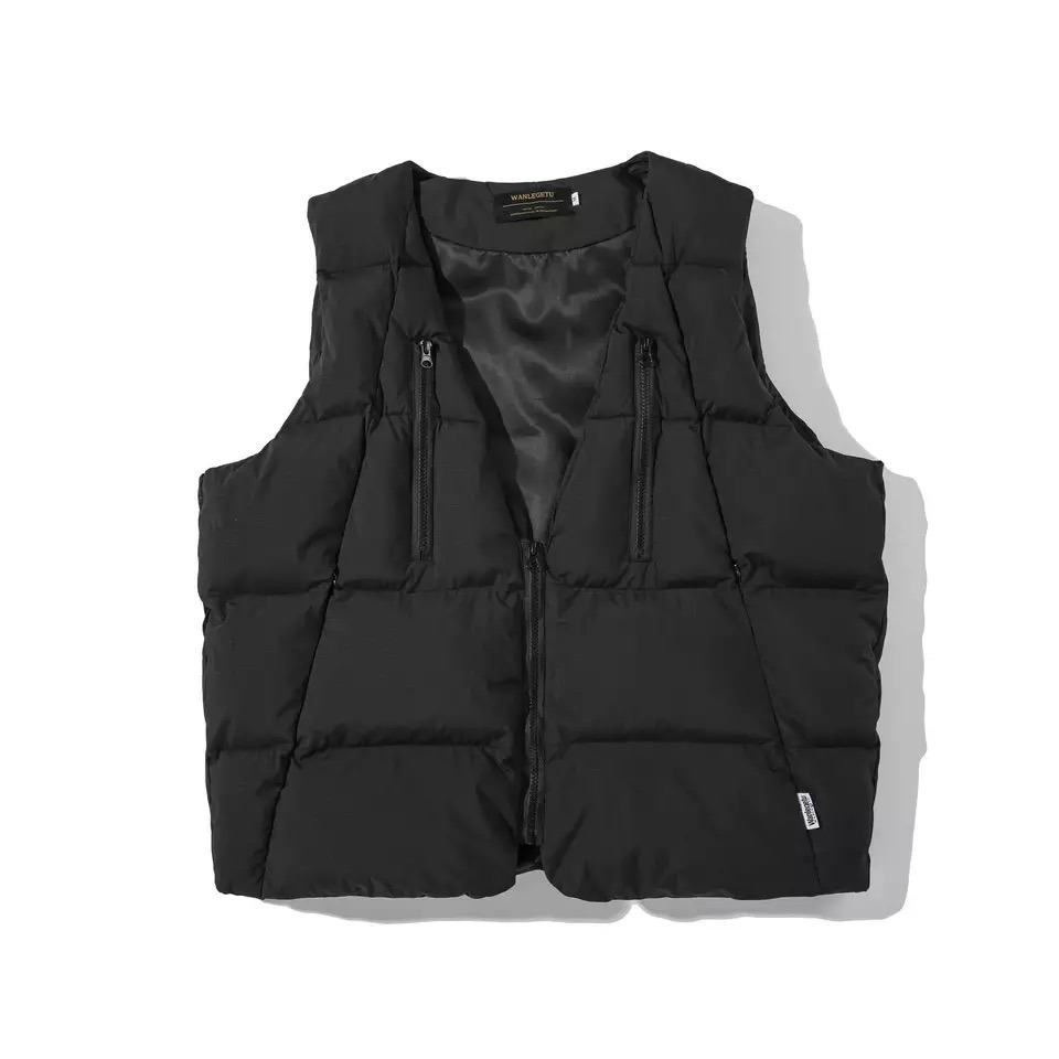 Winter Fashion Quilted V-Neck Zipper Pockets Sleeveless Puffer Vest