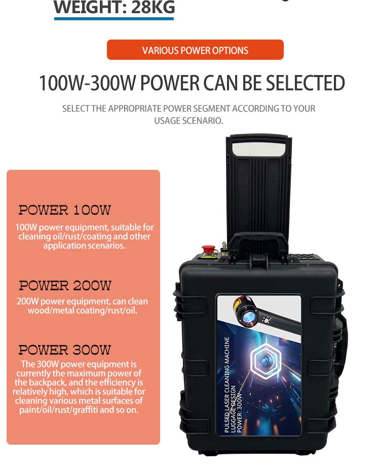Raycus IPG MAX JPT Laser Source Handheld Laser Cleaner 100W 200W Mini Fiber Cleaning Machine for Industrial Cleaning