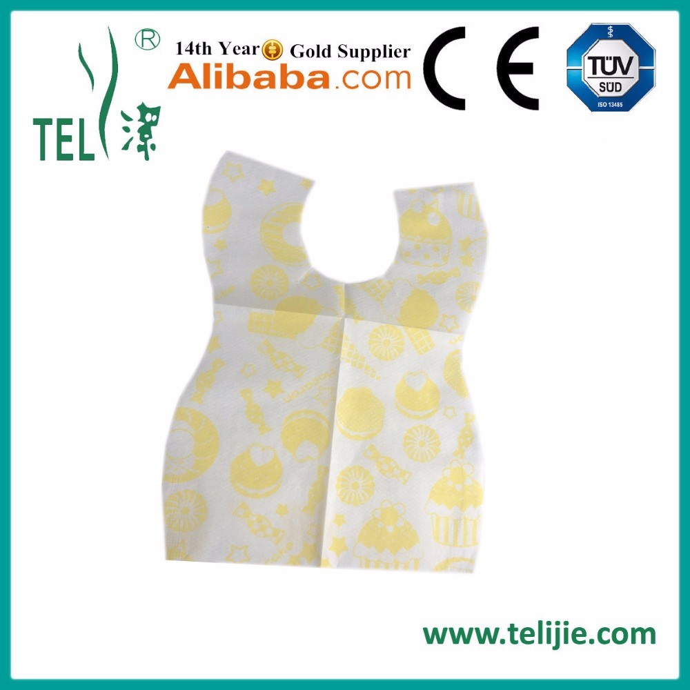 Color Printing Disposable 24.5*34.5cm Waterproof Baby Bibs