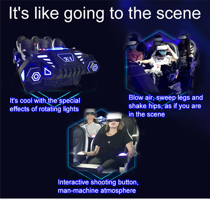4500W 9D Virtual Reality Simulator Six Players Chariot Simulation Game Machine