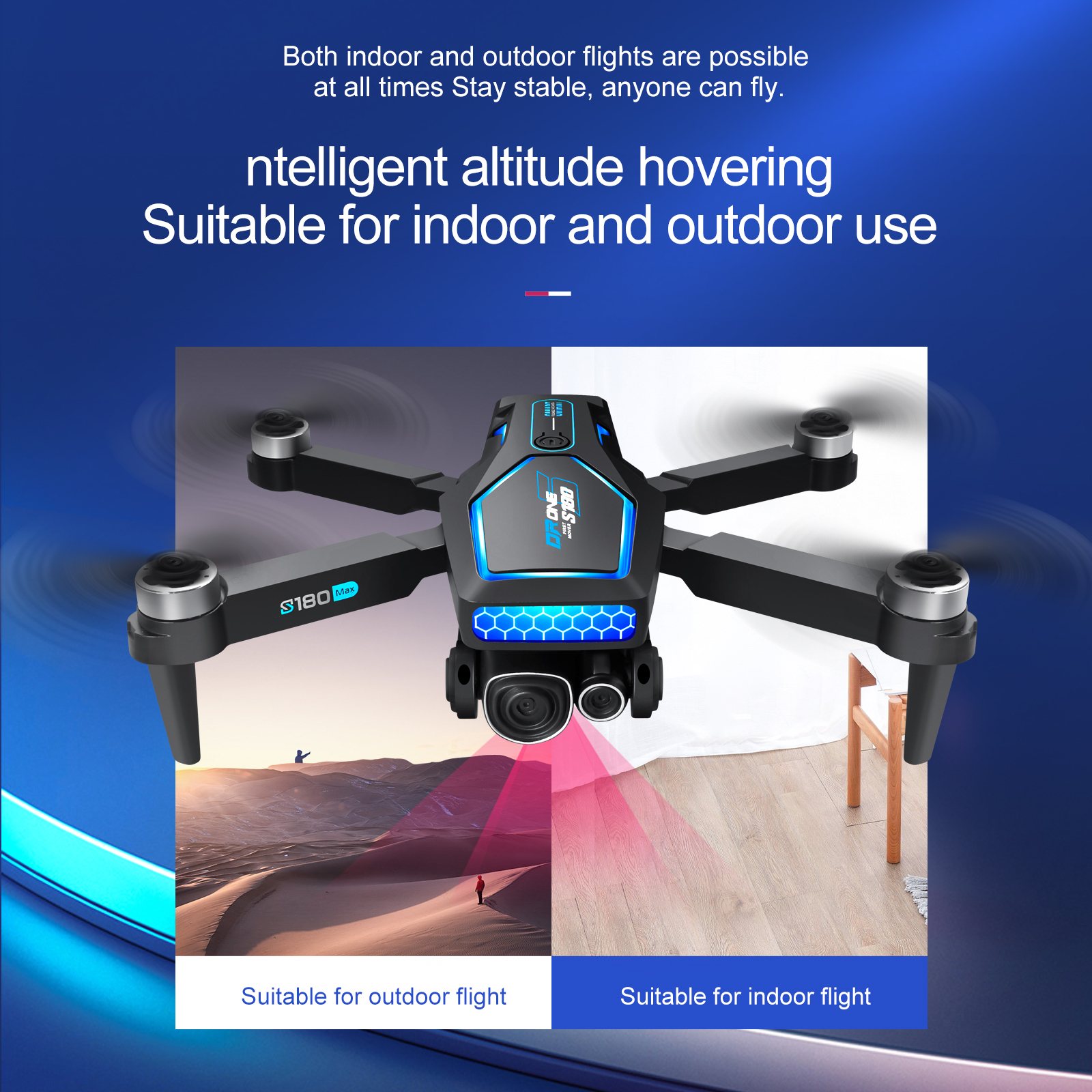 S180 Rc Brushless Drone HD Electrical Adjustment Aerial Photography Wifi Optical Flow Plastic 4 Axis Obstacle Avoidance