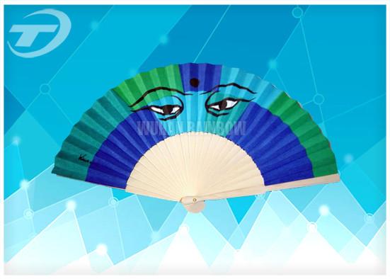 23cm Promotional Folding Hand Fans With Natural Wooden Ribs And Fabric Or Paper