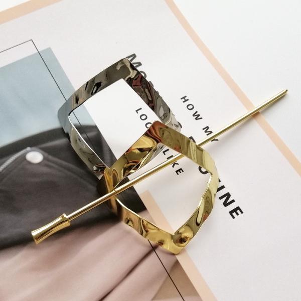 Metal Decorative Hair Sticks Clip Korean Fashion Retro Square Hollow Simple