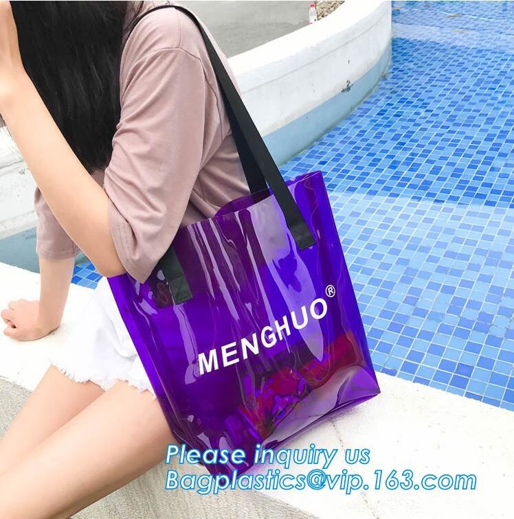 Zipper closure Stadium Bag Transparent Tote Bag Large Beach Bag And Totes With Zipper Carry Shopping Bag For Women