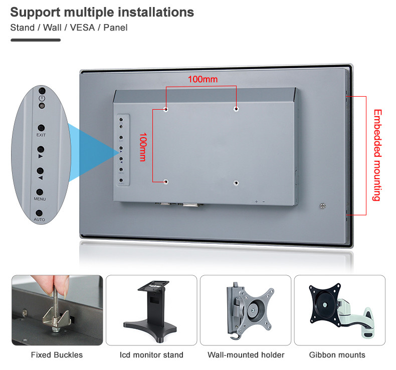 18.5'' All In One Industrial Panel Monitor Embedded Capacitive Touch