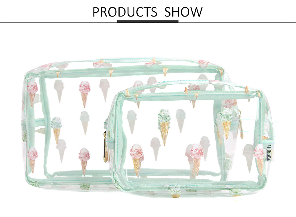 Ice Cream Print Transparent PVC Cosmetic Toiletry Bag