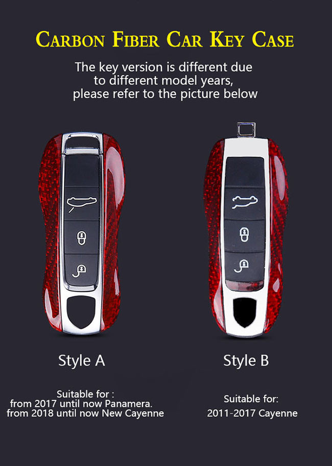 Wear Resistant Smooth Carbon Fiber Porsche Car Key Cover