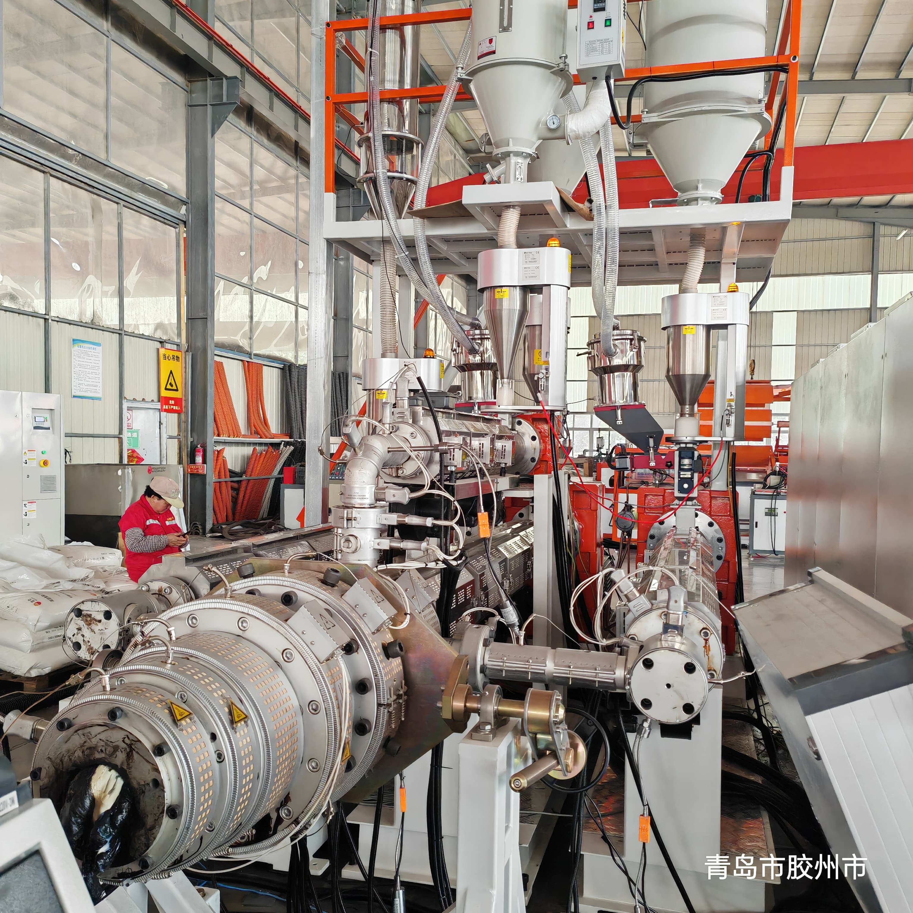 55kW Main Motor Power Plastic Screw Extruder For Agriculture / Electric Wire Hose Line Manufacturing Equipment