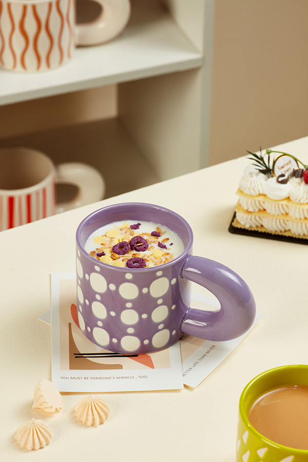 Ready To Ship In Stock Unique Handmade Ceramic Mugs Colorful Striped Pattern Tea Milk Porcelain Mug 3d