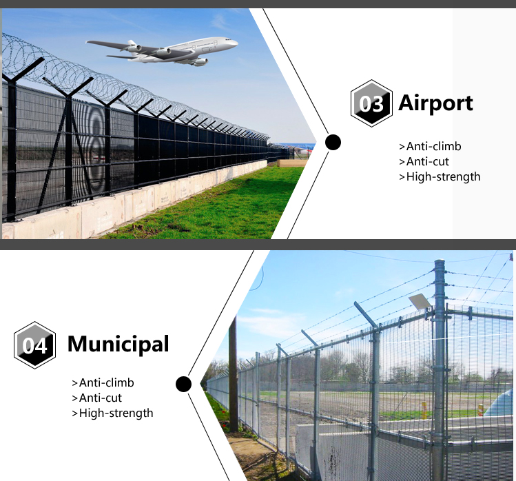 Anti Climb and Anti Cut 358 high security fence with Electric Alarm System Highway Fence Airport