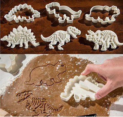 3 Pieces Set Skeleton Dinosaur Cookie Cutters , Stampers Cake Decoration Molds