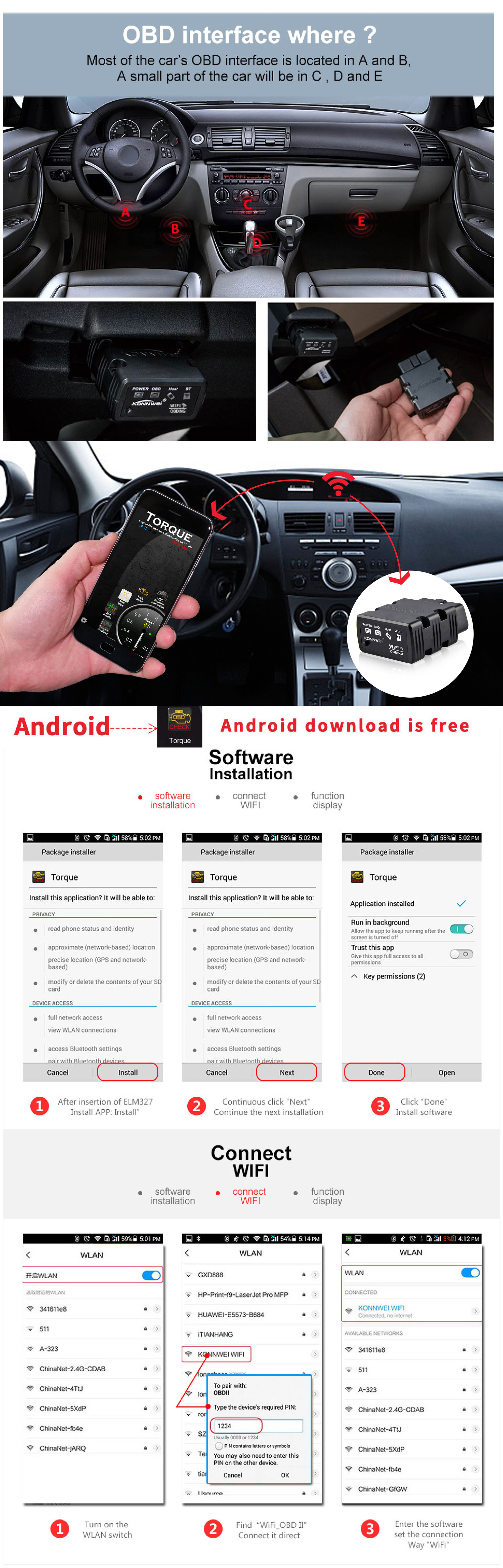 Automotive WIFI Diagnostic Scanner KW902 WIFI Works On Petrol And Diesel Cars