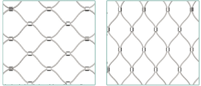 SS316 Flexible Metal Wire Rope Mesh Architectural 100mm Hole