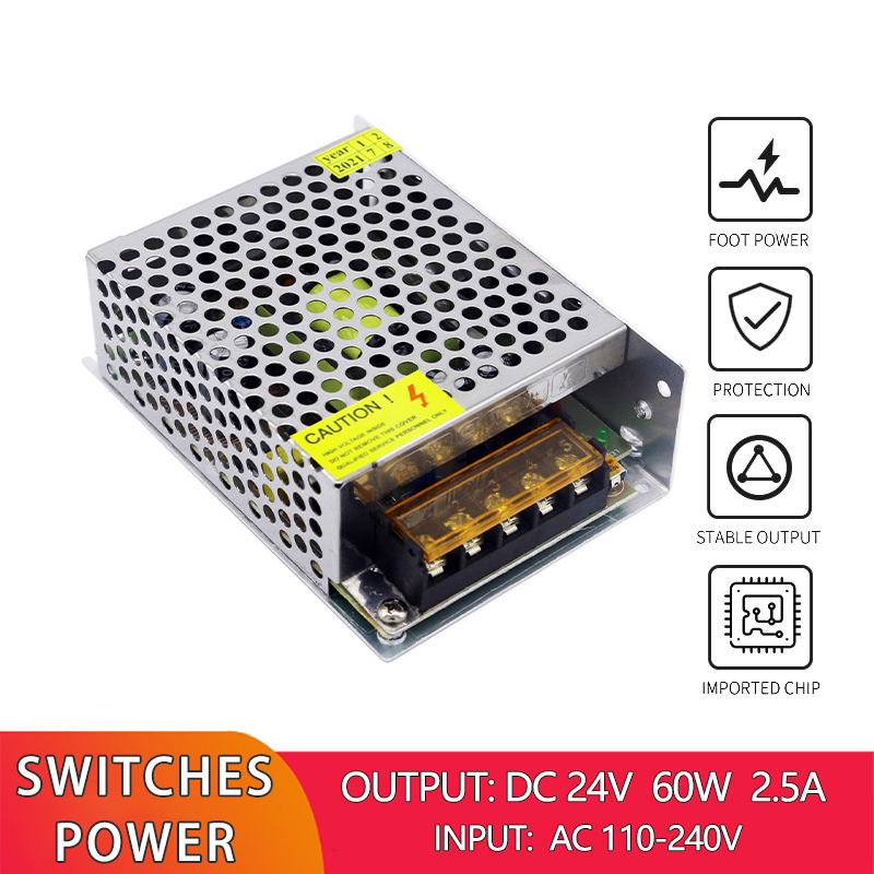 Customized Regulated Switching Power Supply AC 100V 240V To DC 24V 2.5A 60W