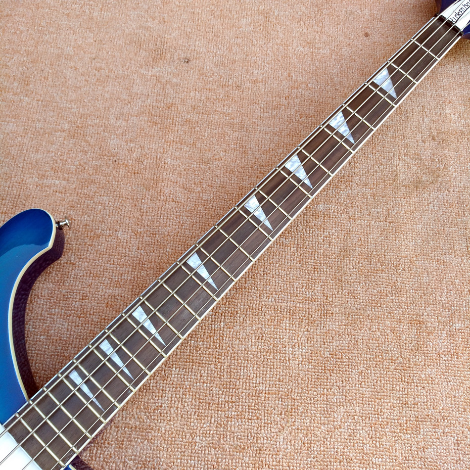 2018 Best Bass Top quality Rick 4003 model Ricken 4 strings Electric Bass guitar in blue color, Chrome hardware