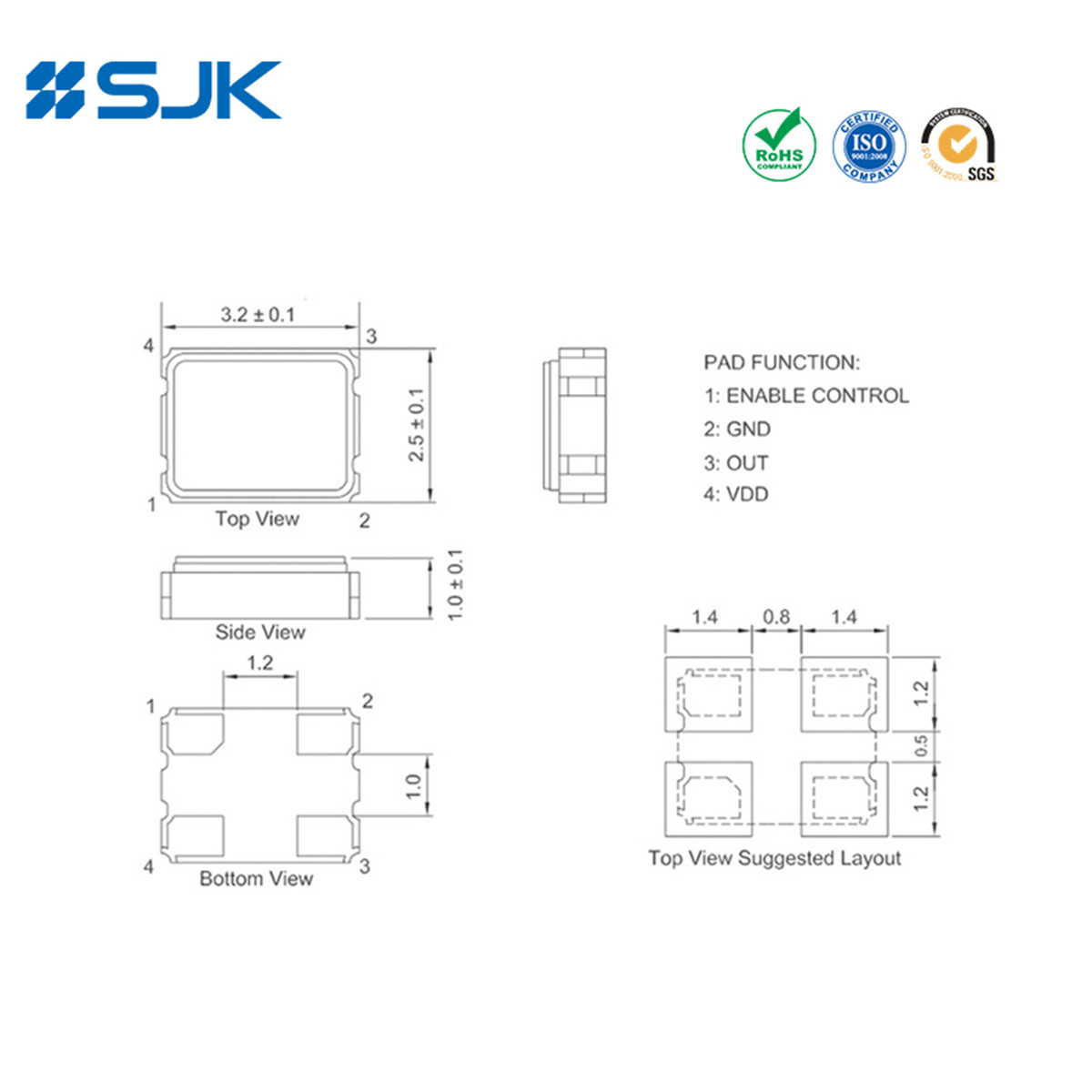 3225 50.000MHz 1.8 - 3.3V Low Power MEMS Oscillator with -40~+85℃ ±30ppm