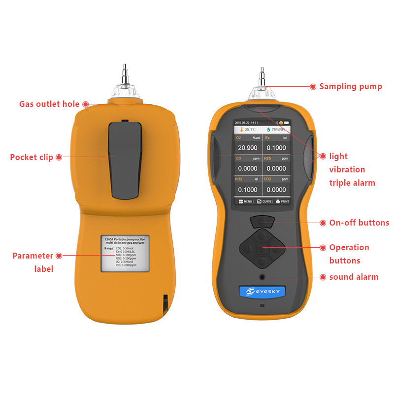 Safety Pump Suction IP65 Portable Multi Gas Detector