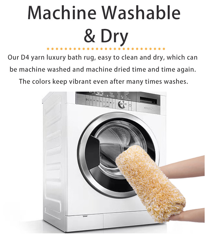 Yellow D4 Microfiber TPR Bakced Cozy Bathroom Rugs Water Absorption