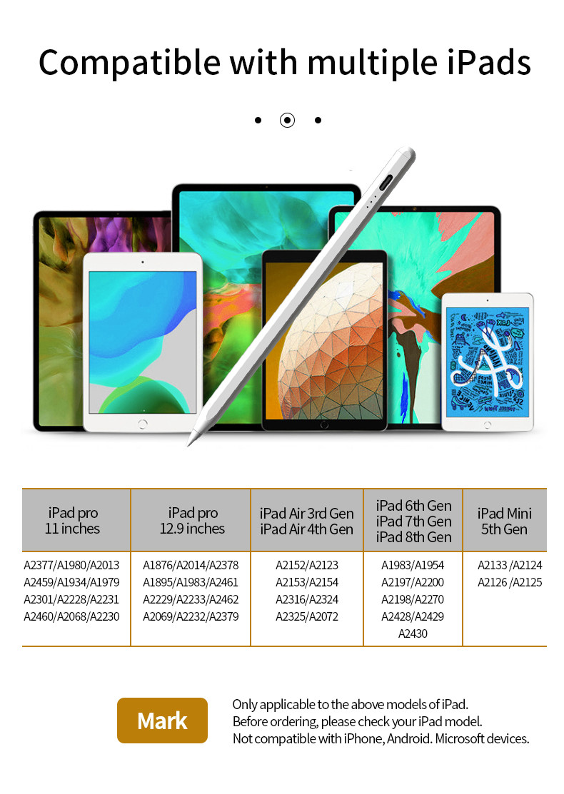 2 Hours Quick Charging Stylus Pen For IPad With 1.9mm Tip Diameter