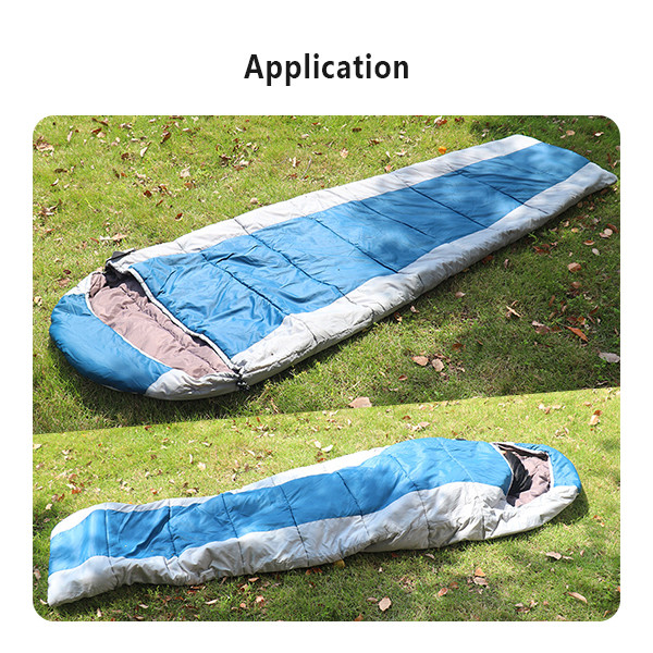 Blue Lightweight Flannel Sleeping Bag Semi Rectangular Backpacking Sleeping Bag For Adults