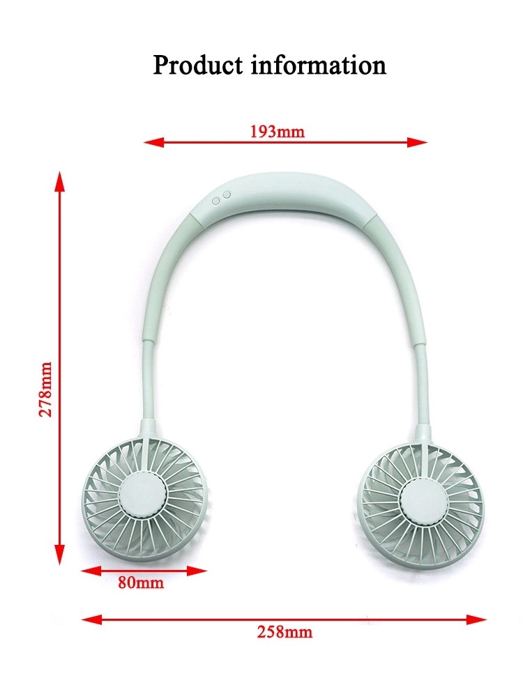 Rechargeable LED Light Hanging Neck USB Charging Mini Fan