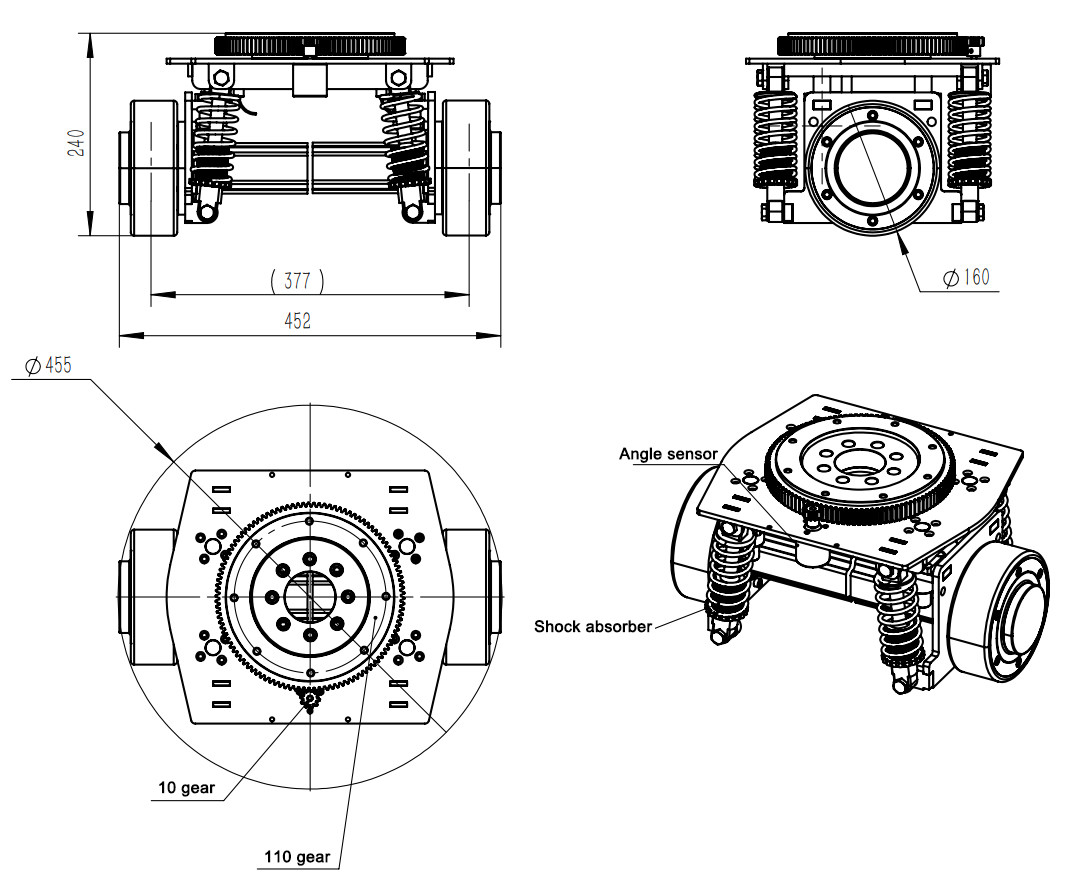 400w Motor Drive Differential Wheel Two Wheel Differential Drive For Agv Robot