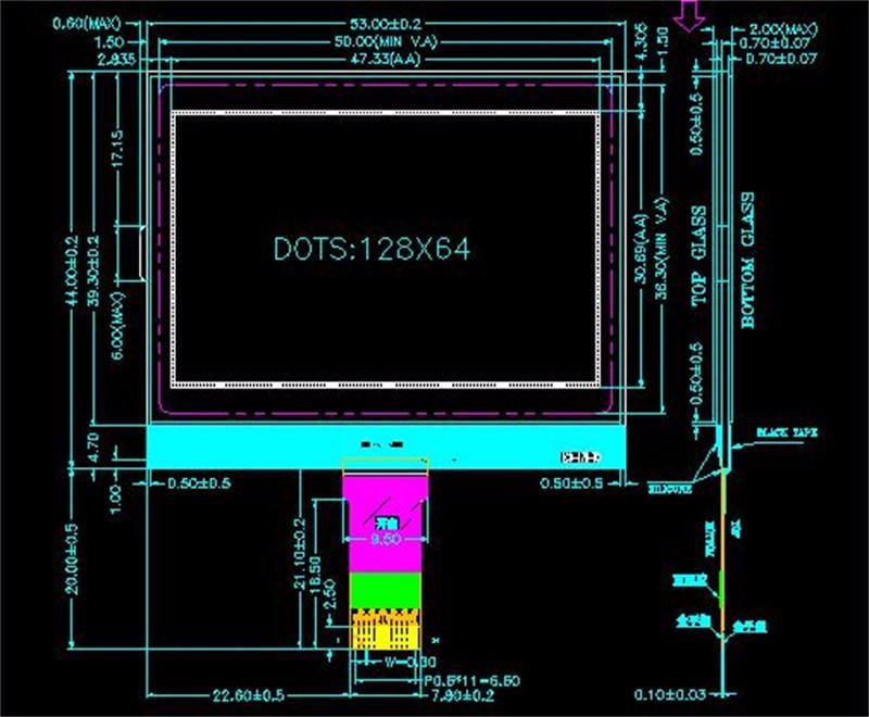 Transparent 12864 Graphic STN LCD Display , 128x64 COG LCD Module For Instrument