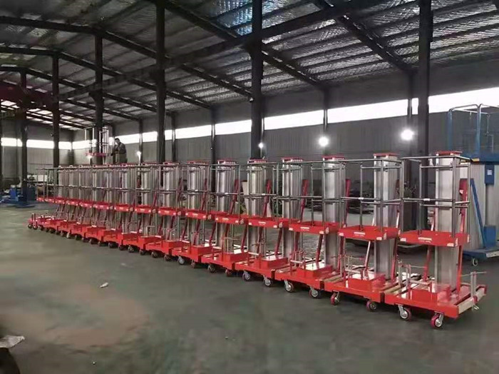 AC220V 50HZ Voltage Electric Hydraulic Mast Aluminum Alloy Mobile Aerial Platform