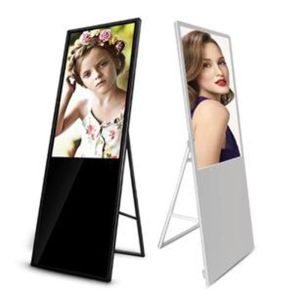  Free Stand Indoor Portable LCD Poster Screen LCD Digital Sigange With Wheel Base Manufactures