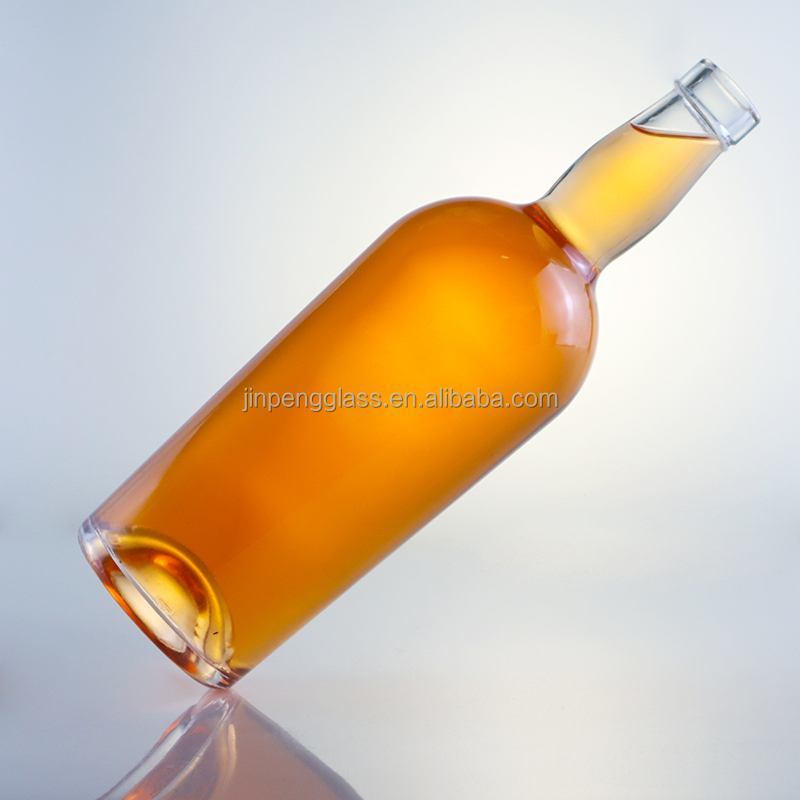 Glass Collar 750ml 700ml Round Shape Bottle for Beverage Sale