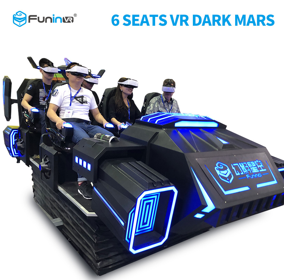 6 Seats 9D VR Tank Simulator Dark Mars For Amusement Equipment Black Color