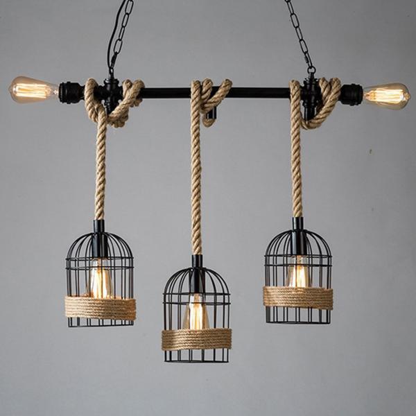 Quality Loft Industrial Iron Metal Cage Ceiling Light Cord E27 Antique Rust Lights for sale