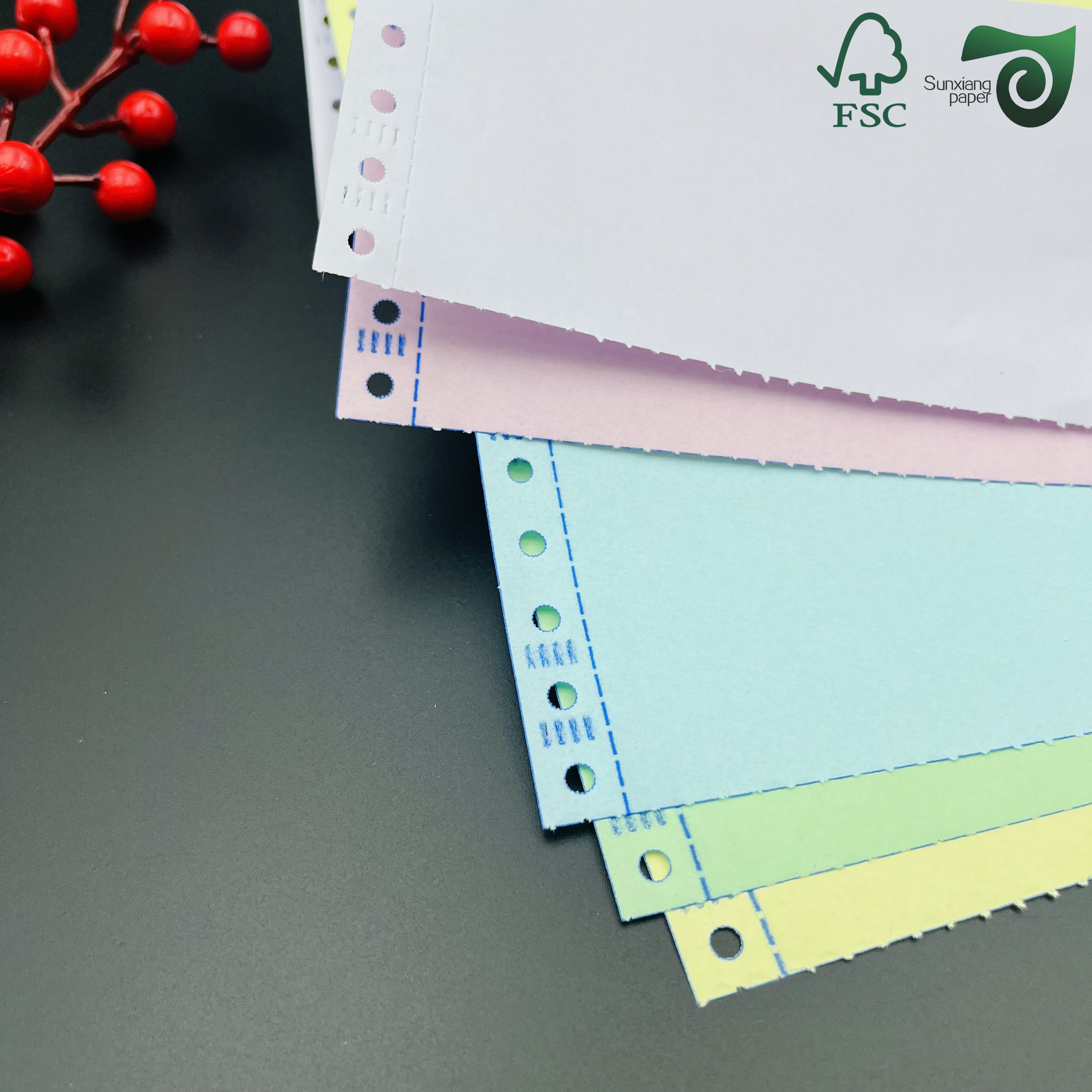 FSC 8.5" 14" Blank Carbonless NCR Paper White CB Yellow CF 75gsm 78gsm Black Image