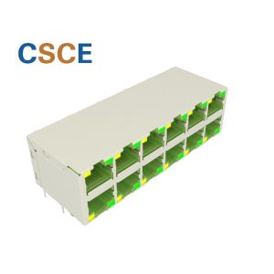 2 X 6 Multiple Port Stacked RJ45 Connectors 8P8C 59 Sizes E Type UL94-V0