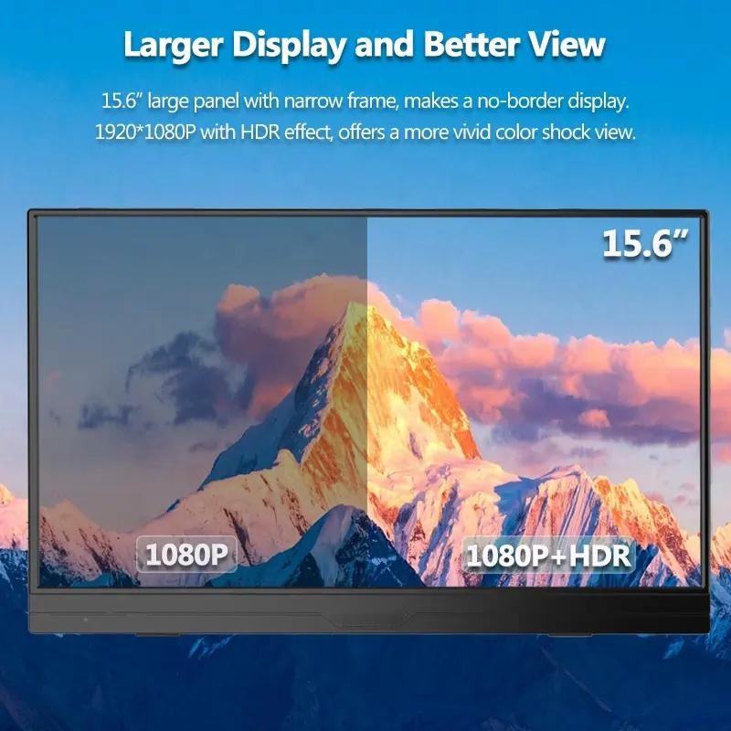 18.5 Portable Gaming Monitor with Full HD IPS HDR Panel 300nit Display 72% NTSC 16:9 Aspect Ratio