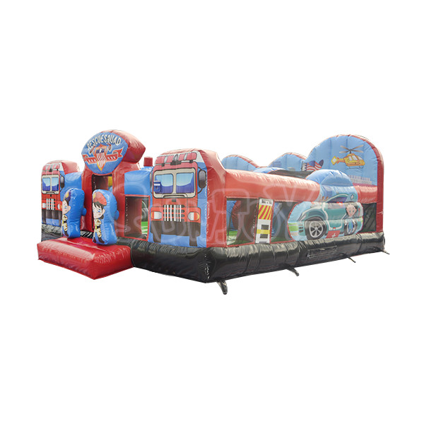 Inflatable Rescue Squad Playground Combo Pvc Inflatable Bouncer Slide Inflatable Castle Slide Combo