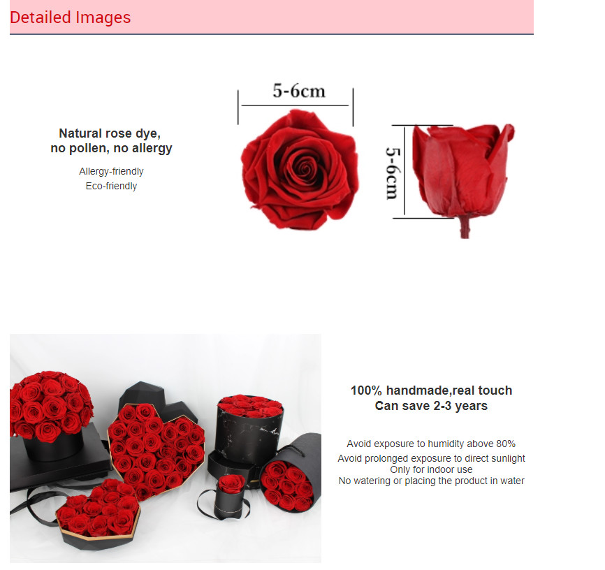 6 Buds/Box 5-6cm Artificial Preserved Rose Heads For Wedding