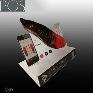 Acrylic counter top display with hooks for hanging on the table