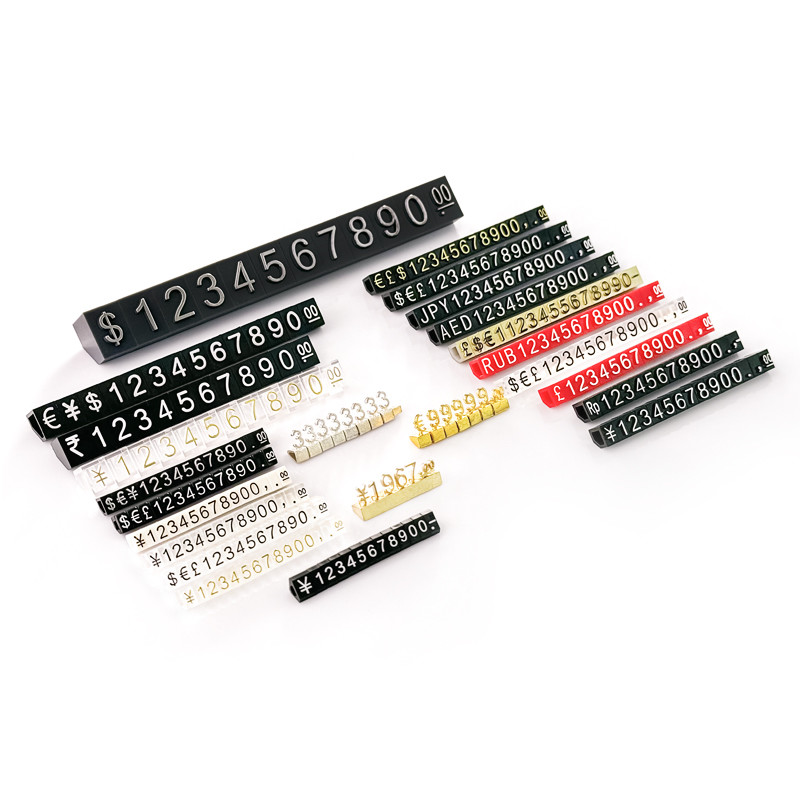 Gold Mini 3D Metal Retail Price Display Tags For Jewelry price cubes