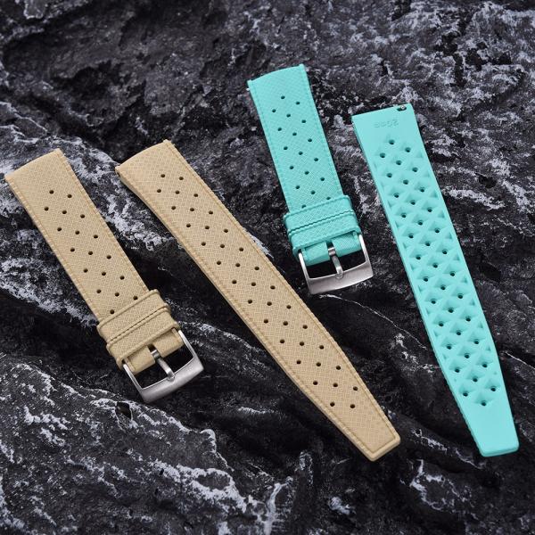 Quality JUELONG Tropical Retro Style FKM Rubber Watch Strap Turquoise Rubber Watch Bands for sale