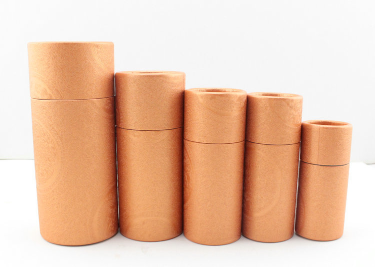 Oval Luxury Kraft Paper Cylinder Tube Box Packaging For Loose Tea with UV Coating