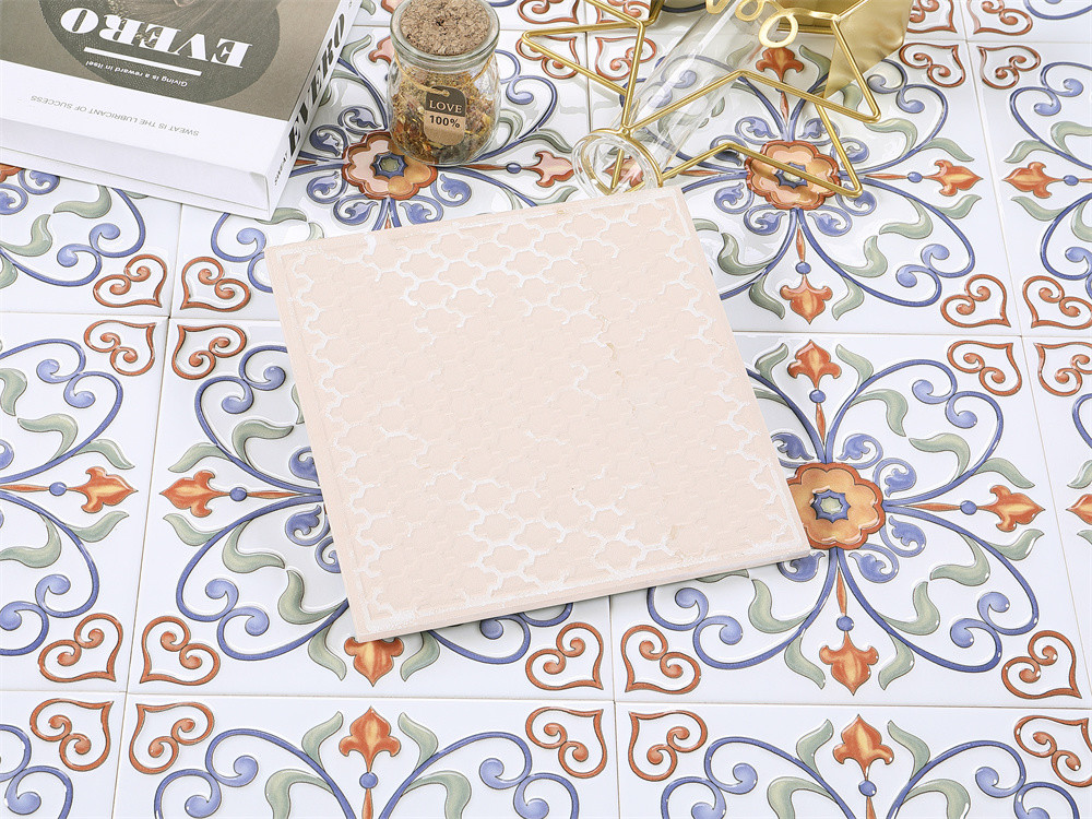 Red And White 20x20cm Encaustic Ceramic Rustic Tiles For Bathroom And Indoor Floor Tile For Kitchen
