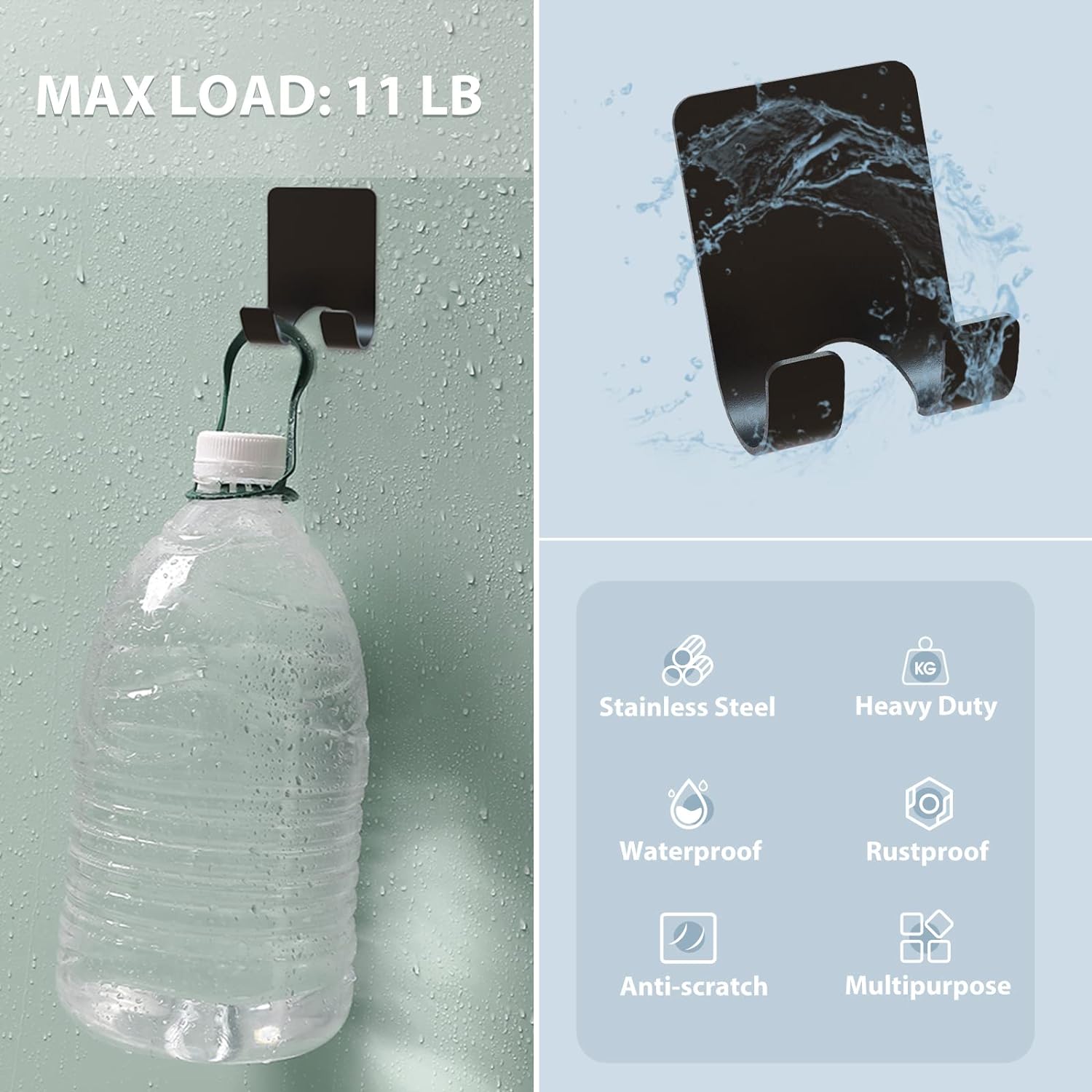 Stainless Steel Razor Hanger Wall Mount Heavy Duty Shaver Hook with Waterproof Design