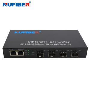 4 1000M To 2 SFP Port Gigabit Ethernet Switch With Iron Case Fiber Ethernet