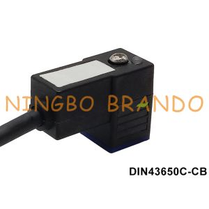 DIN43650C Overmolded Cable Solenoid Valve Connector With LED