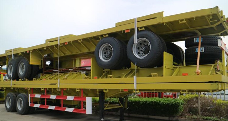 Twist Locks 4 Sets/12 Sets 3 Axles Heavy Duty Steel Shipping Container Flatbed Frame Semi Trailers for Transportation