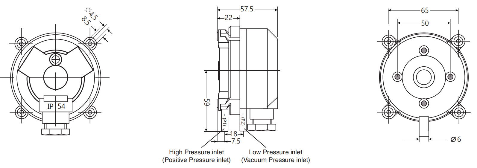 Differential pressure sensor for air flow